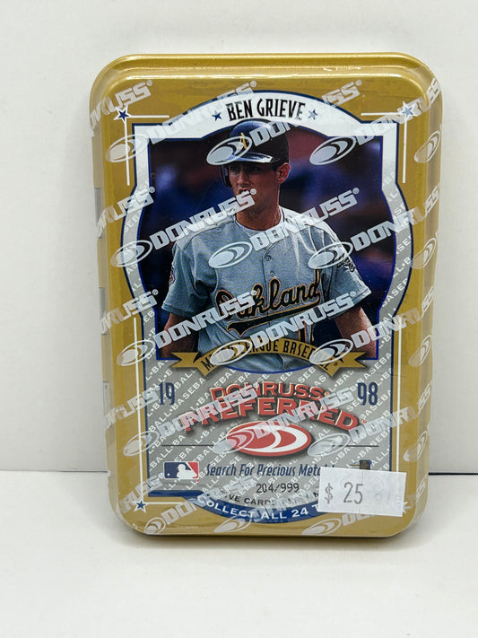 1998 Donruss Preferred Ben Grieve Gold Tin #204/999 5 Cards Per Tin