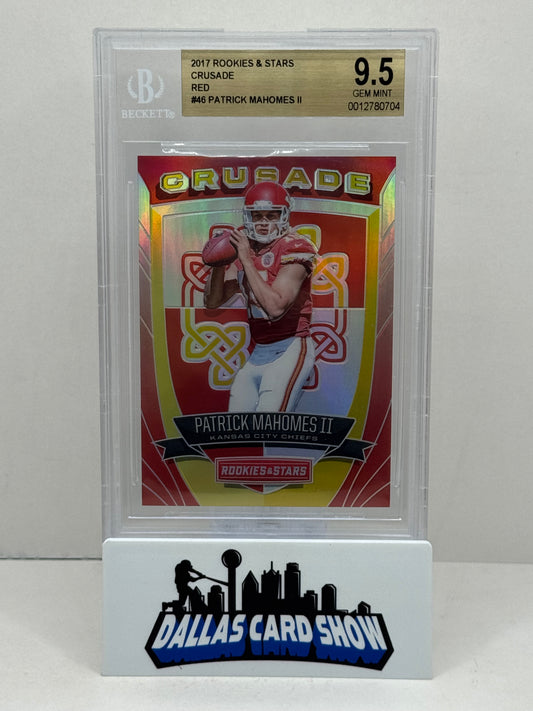 2017 Panini Rookie & Stars #46 Patrick Mahomes ll Crusade Red Rookie /99 BGS 9.5