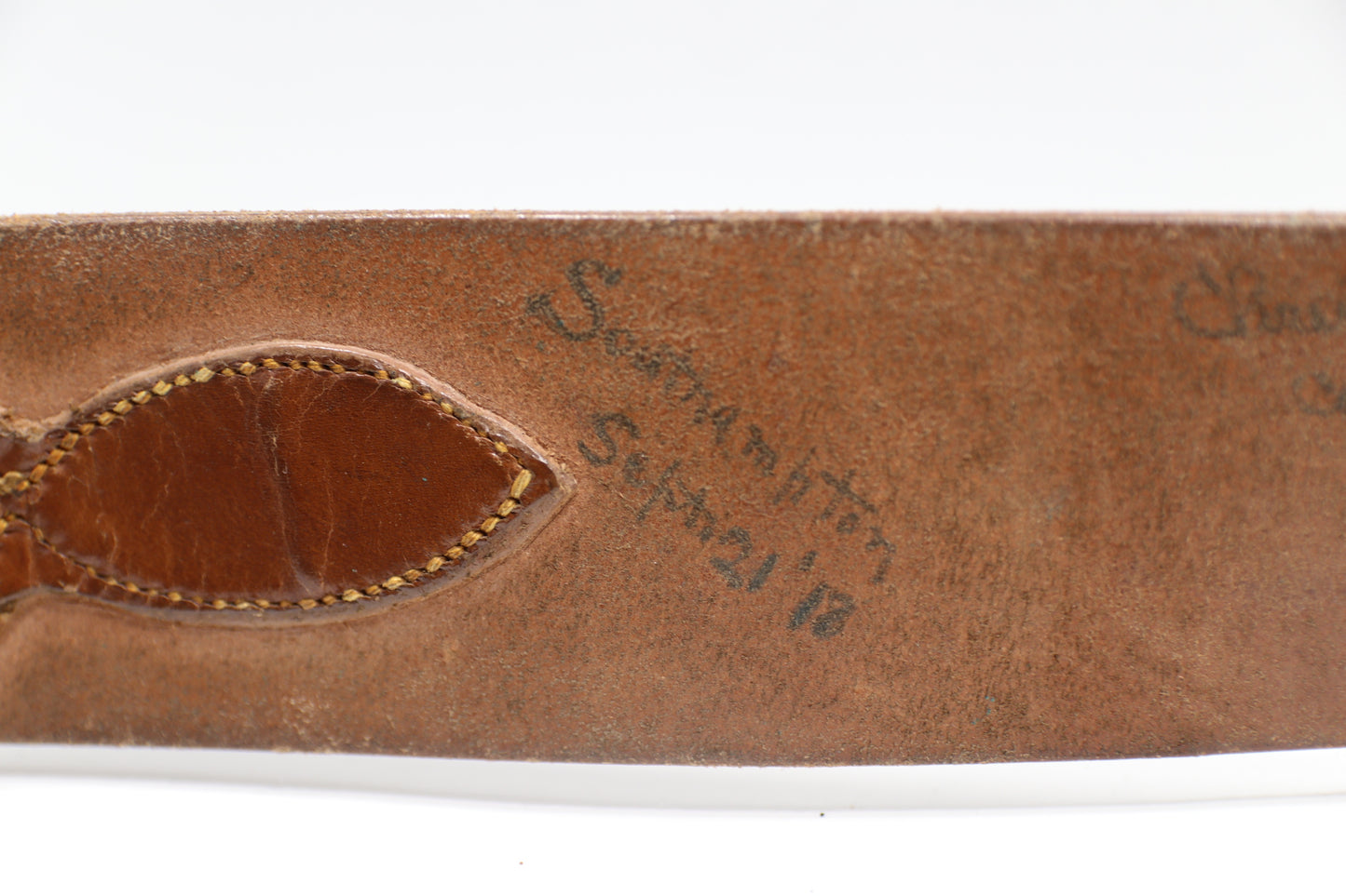 CHRISTY MATHEWSON SIGNED Sam Browne Liberty Belt w/Capt.ChemWarfare NY GIANTS PSA/DNA