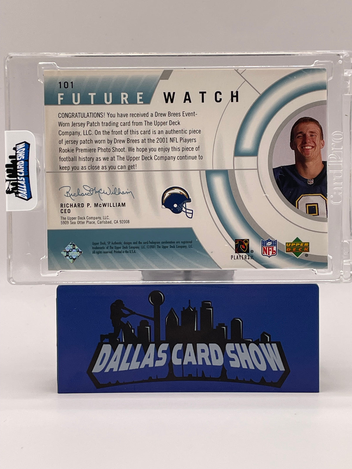 2001 Upper Deck SP Authentic #101 Drew Bree's Future Watch Game Used Relic /800