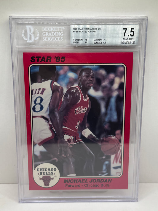 1985 Star Team Supers 5x7 #CB1 Michael Jordan BGS 7.5