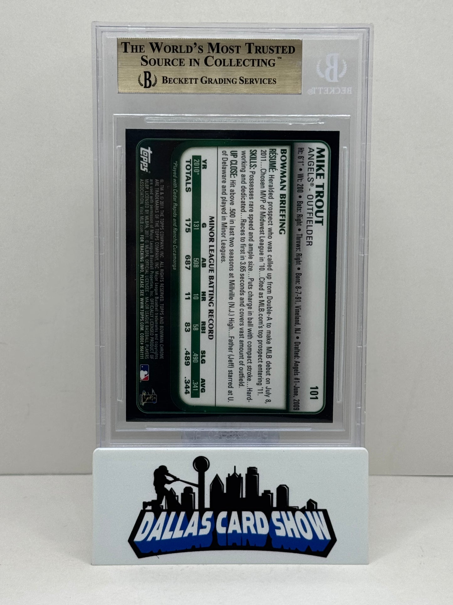 2011 Bowman Chrome Draft #101 Mike Trout Rookie RC BGS 9.5