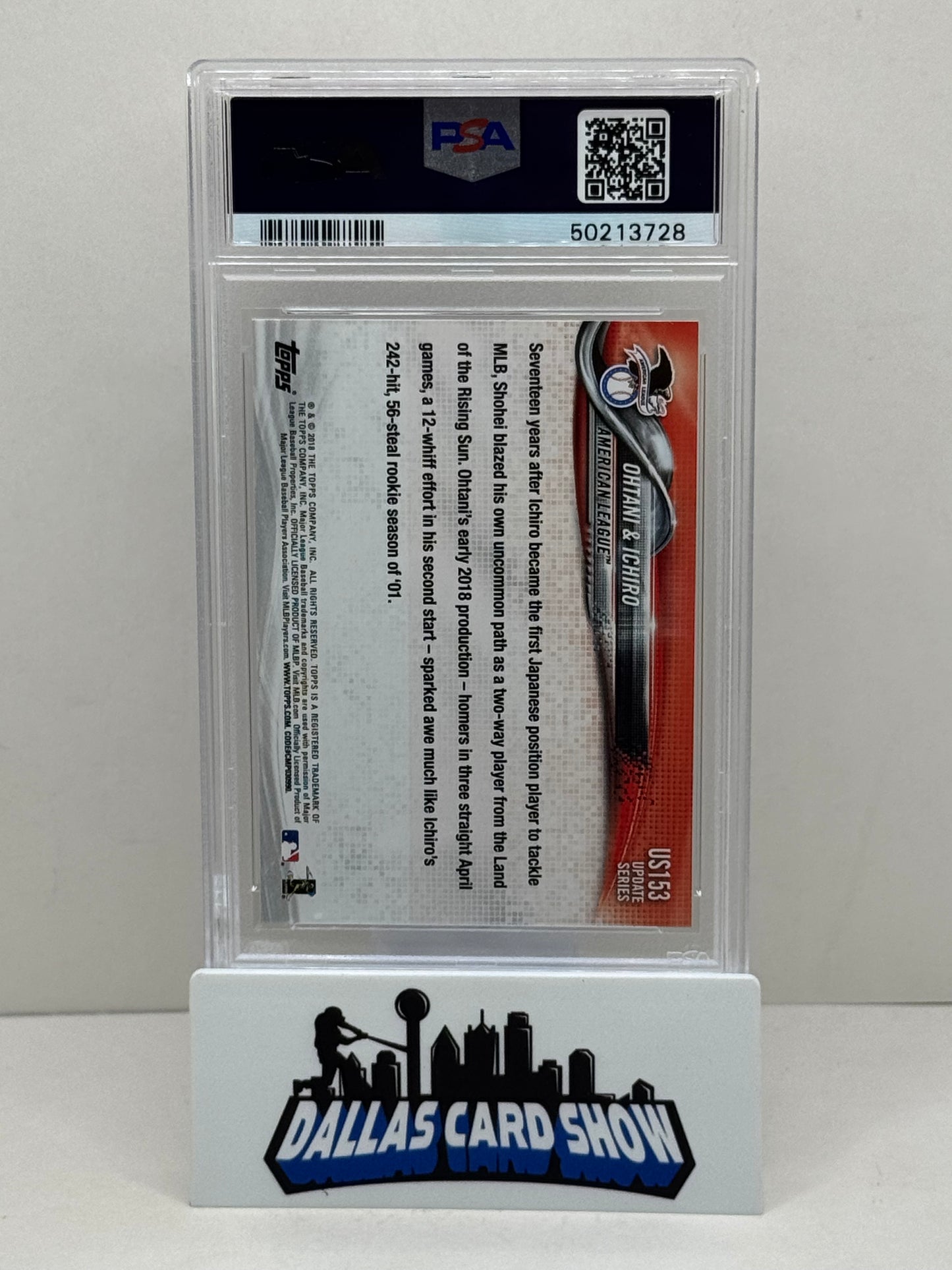 2018 Topps Update #US153 Shohei Ohtani/Ichiro PSA 10