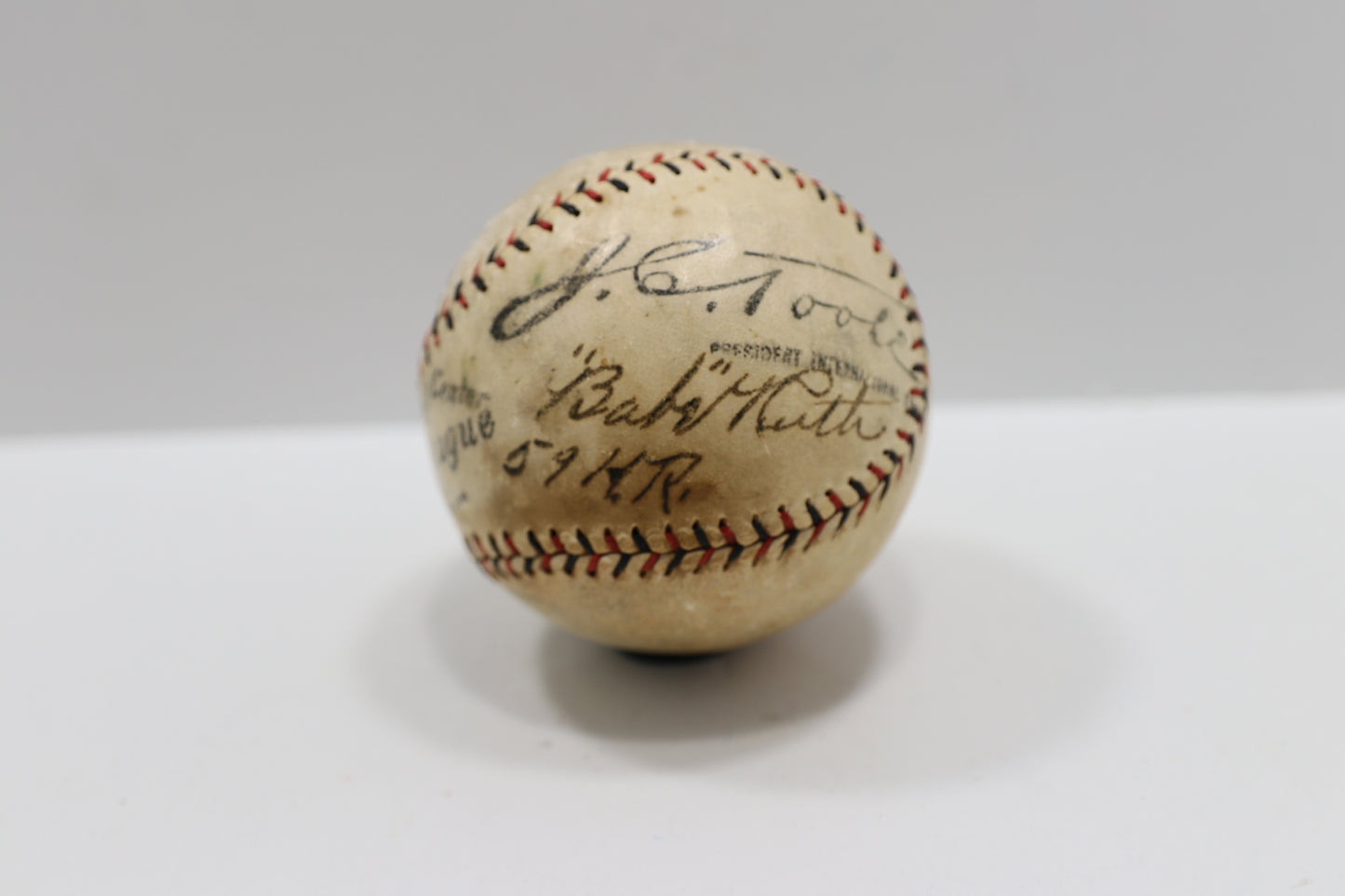 BABE RUTH w/59 H.R. & FRANK HOME RUN BAKER SIGNED SPALDING JToole BASEBALL JSA