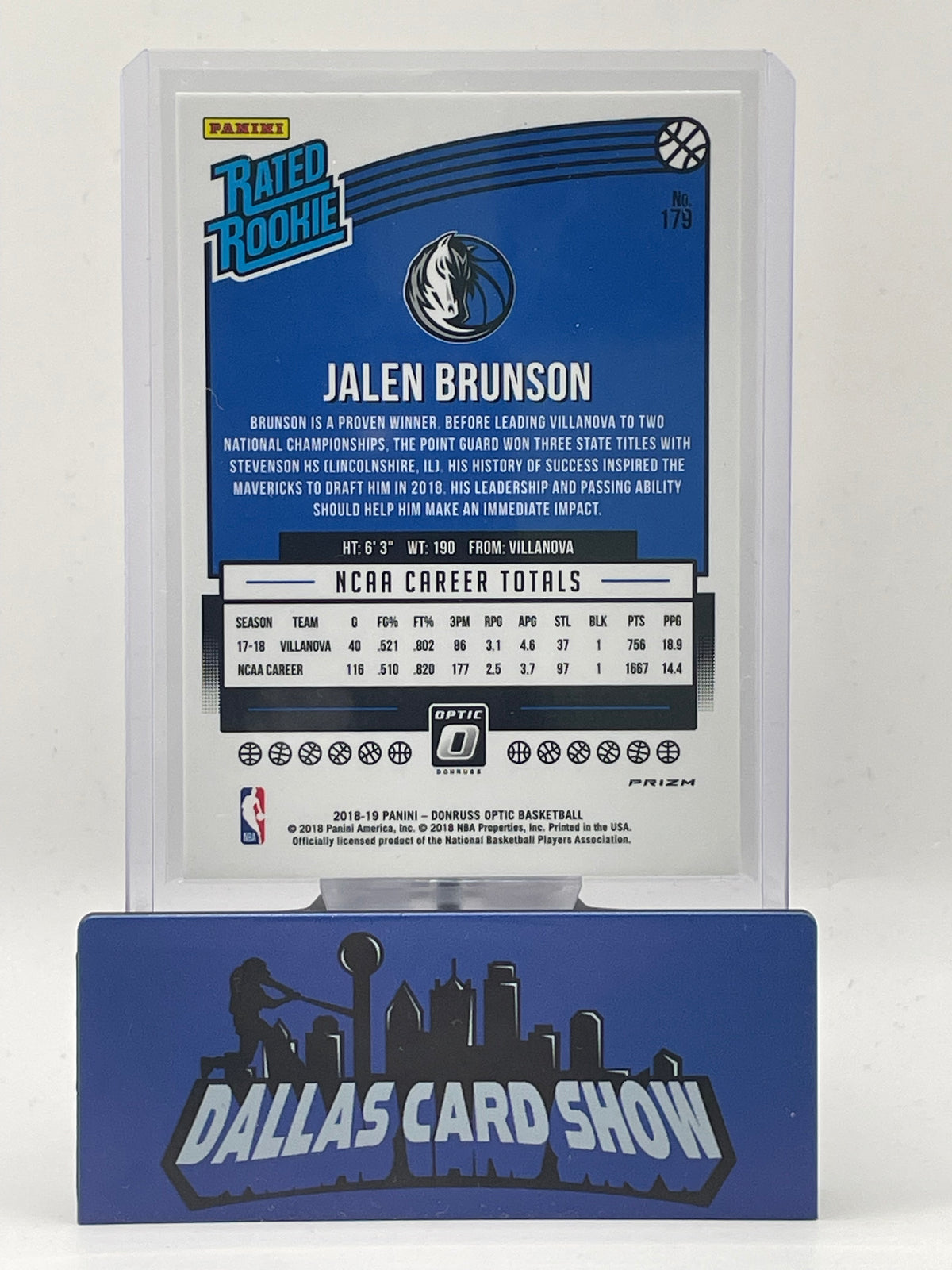 2018 Panini Optic #179 Jalen Brunson Shock Rated Rookie RC