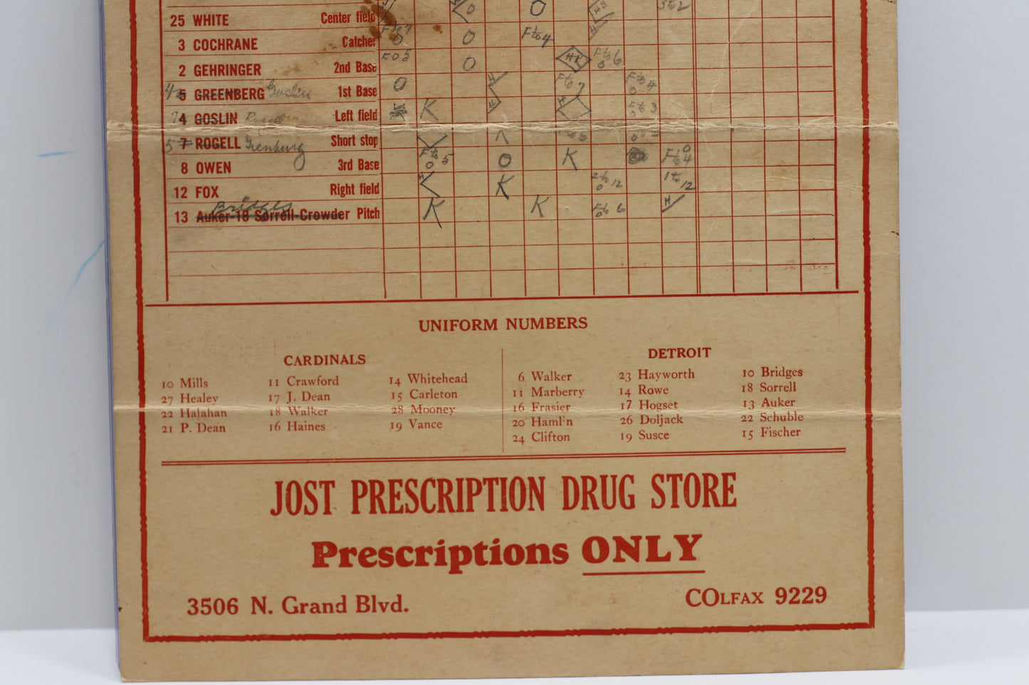 BABE RUTH SIGNED 1934 WORLD SERIES SCORE CARD Cardinals vs TIgers BAS PSA