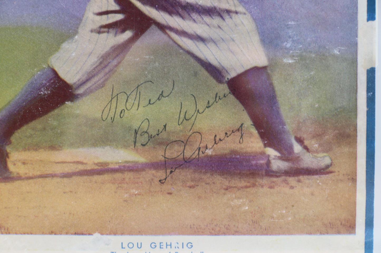 LOU GEHRIG SIGNED NEW YORK YANKEES 7x10 PUBLICATION PHOTO PSA LOA Auto Grade 9