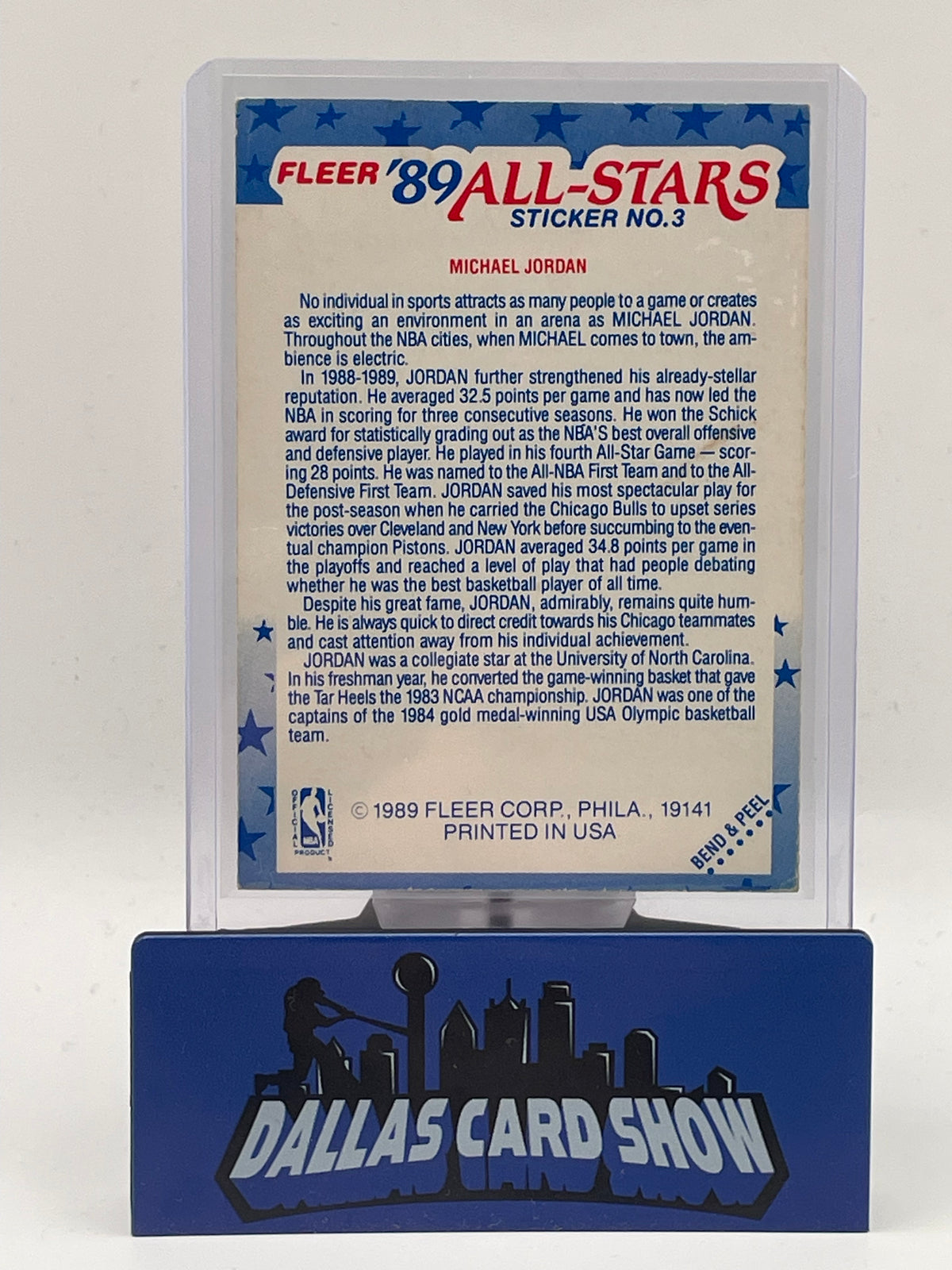 1989 Fleer #3 Michael Jordan All-Stars Stickers