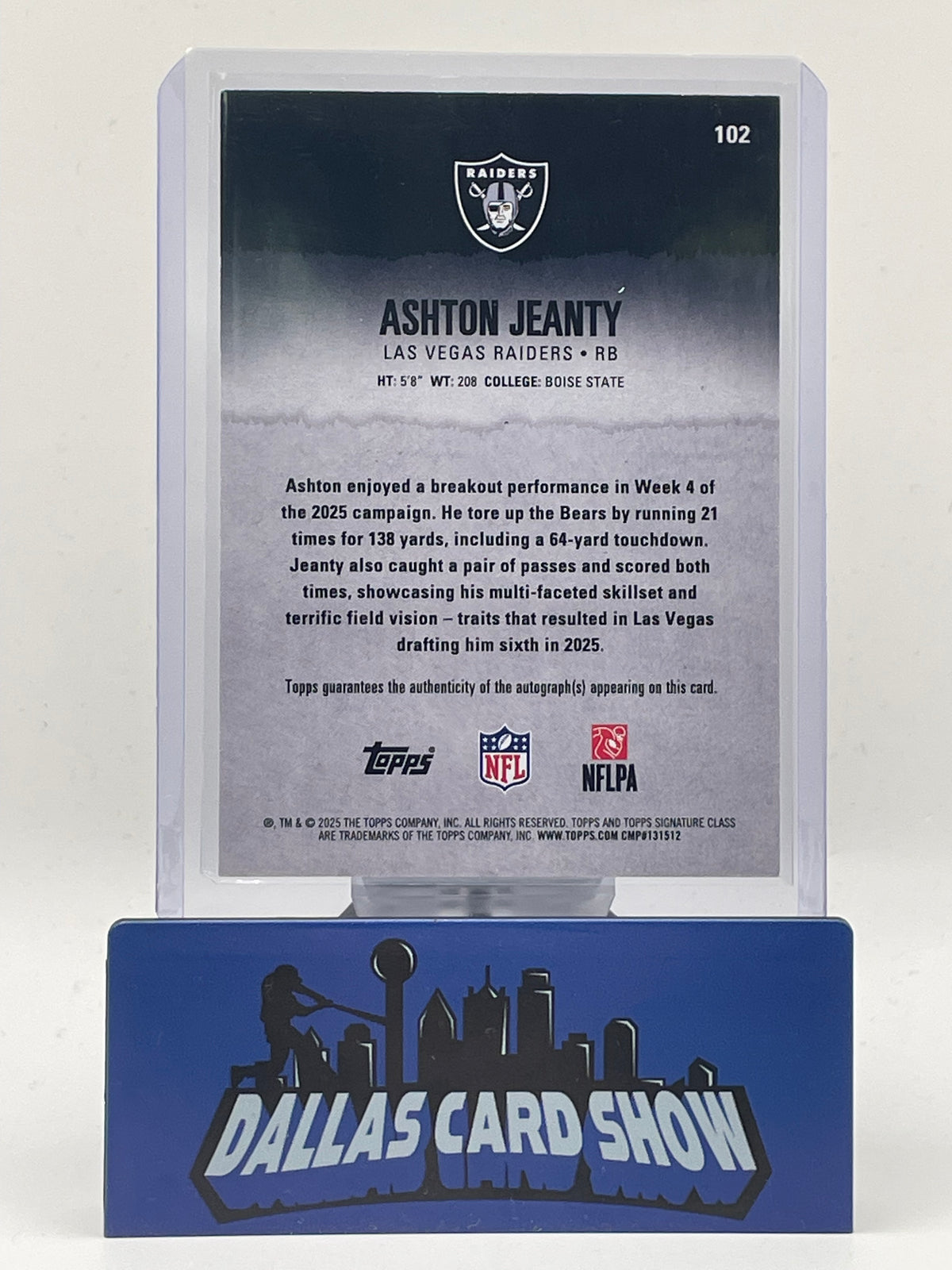 2025 Topps Signature Class #102 Ashton Jeanty Rookie Autograph
