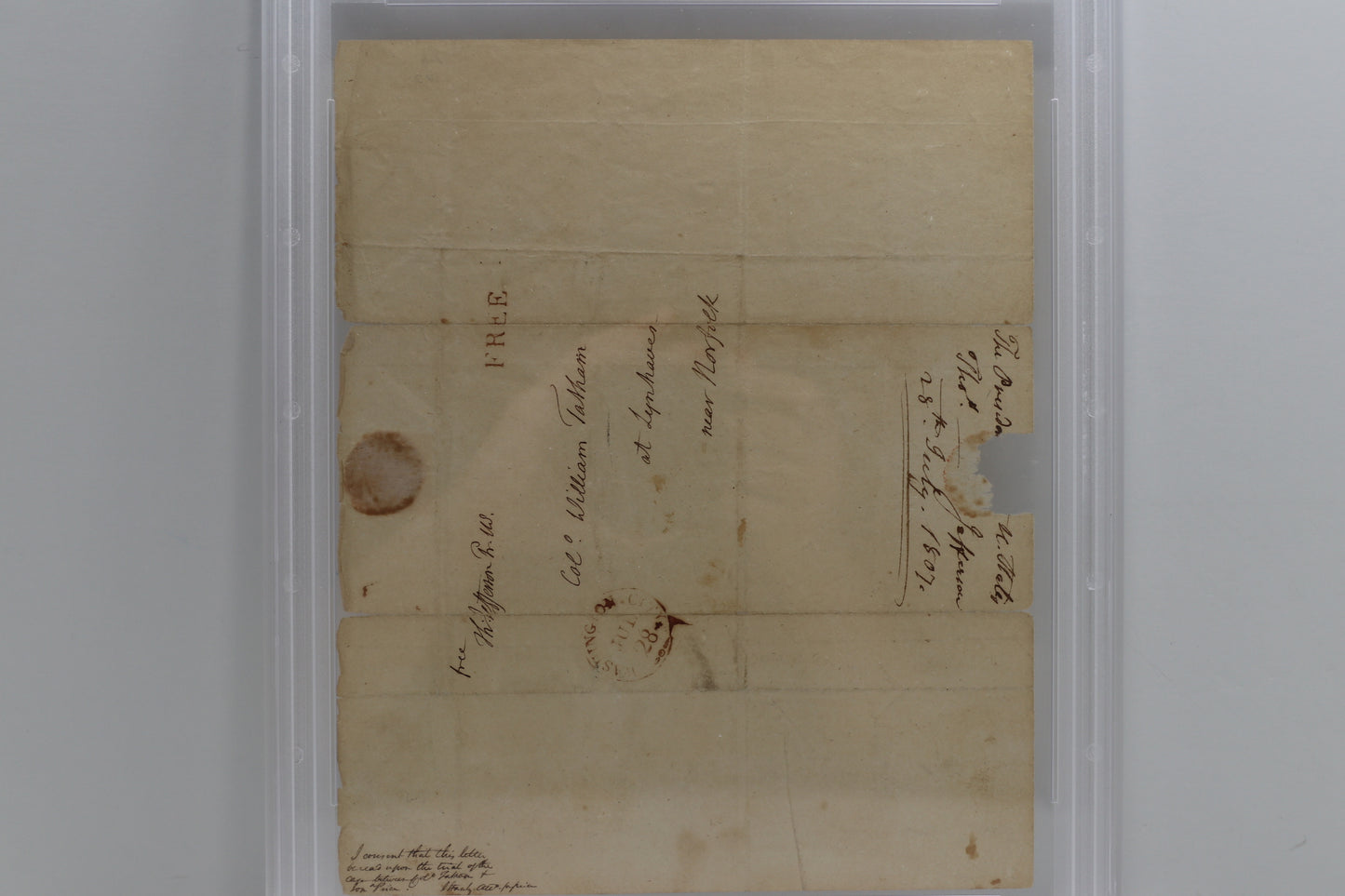 THOMAS JEFFERSON SIGNED PAGE DOCUMENT w/"President of the U.States" PSA Slab
