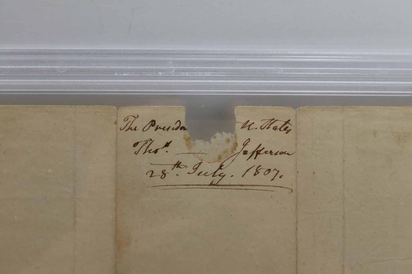 THOMAS JEFFERSON SIGNED PAGE DOCUMENT w/"President of the U.States" PSA Slab