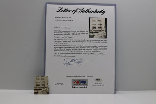 HARRY HOUDINI SIGNED STRAITJACKET PHOTO PSA FULL LETTER OF AUTHENTICITY