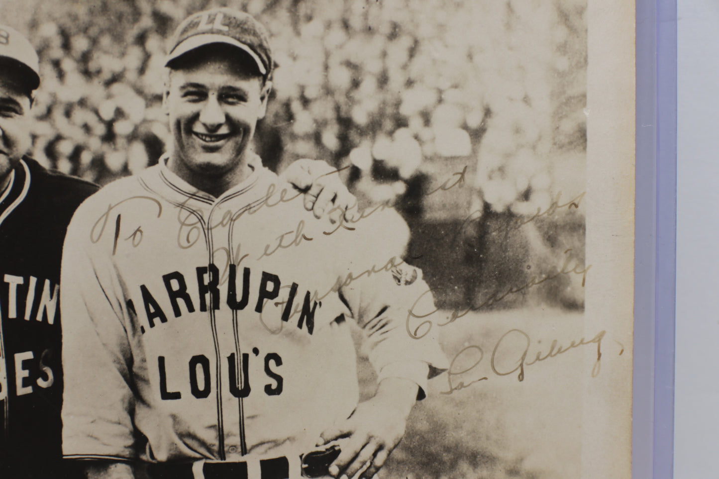 LOU GEHRIG SIGNED BARNSTORMING TOUR PHOTO Babe Ruth NEW YORK YANKEES BAS