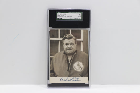 BABE RUTH SIGNED NEW YORK YANKEES Tour of Japan PORTRAIT PHOTO SGC Slab JSA