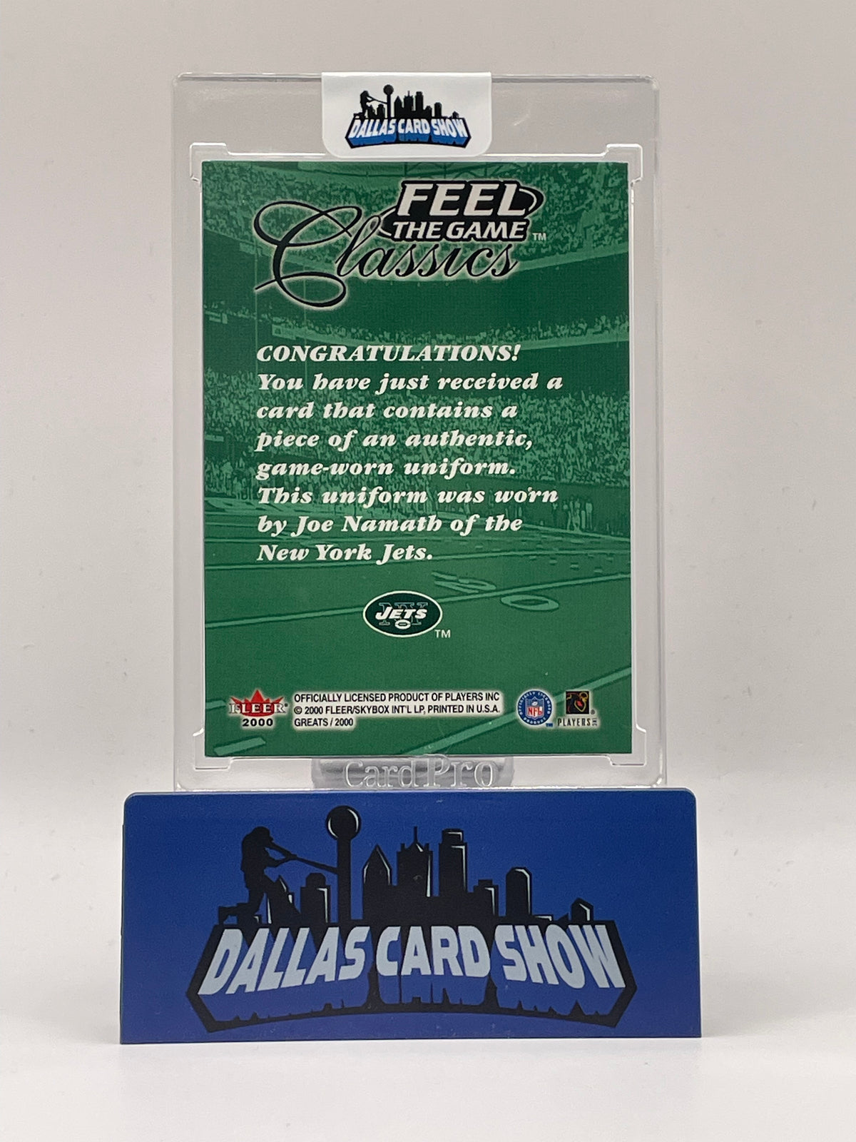 2000 Fleer Greats of The Greats Joe Namath Feel The Game Classics Relic