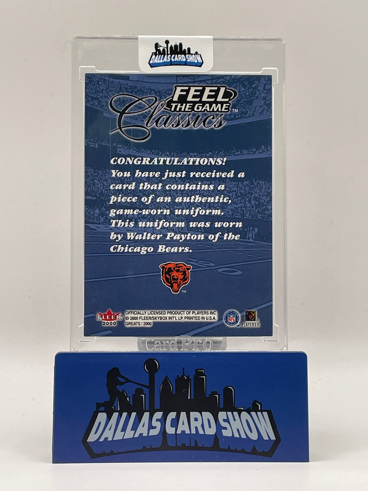2000 Fleer Greats of The Greats Walter Payton Feel The Game Classics Relic
