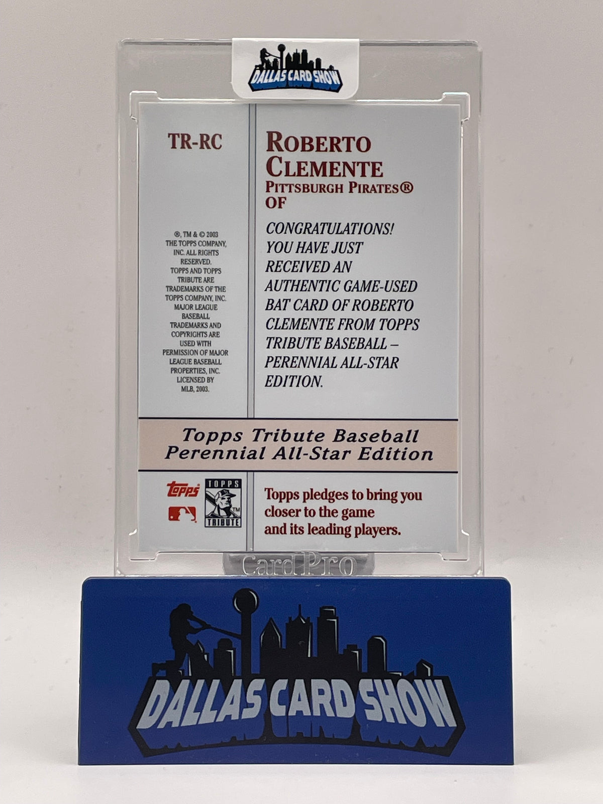 2003 Topps Tribute #TR-RC Roberto Clemente 1960 season Game Used Bat