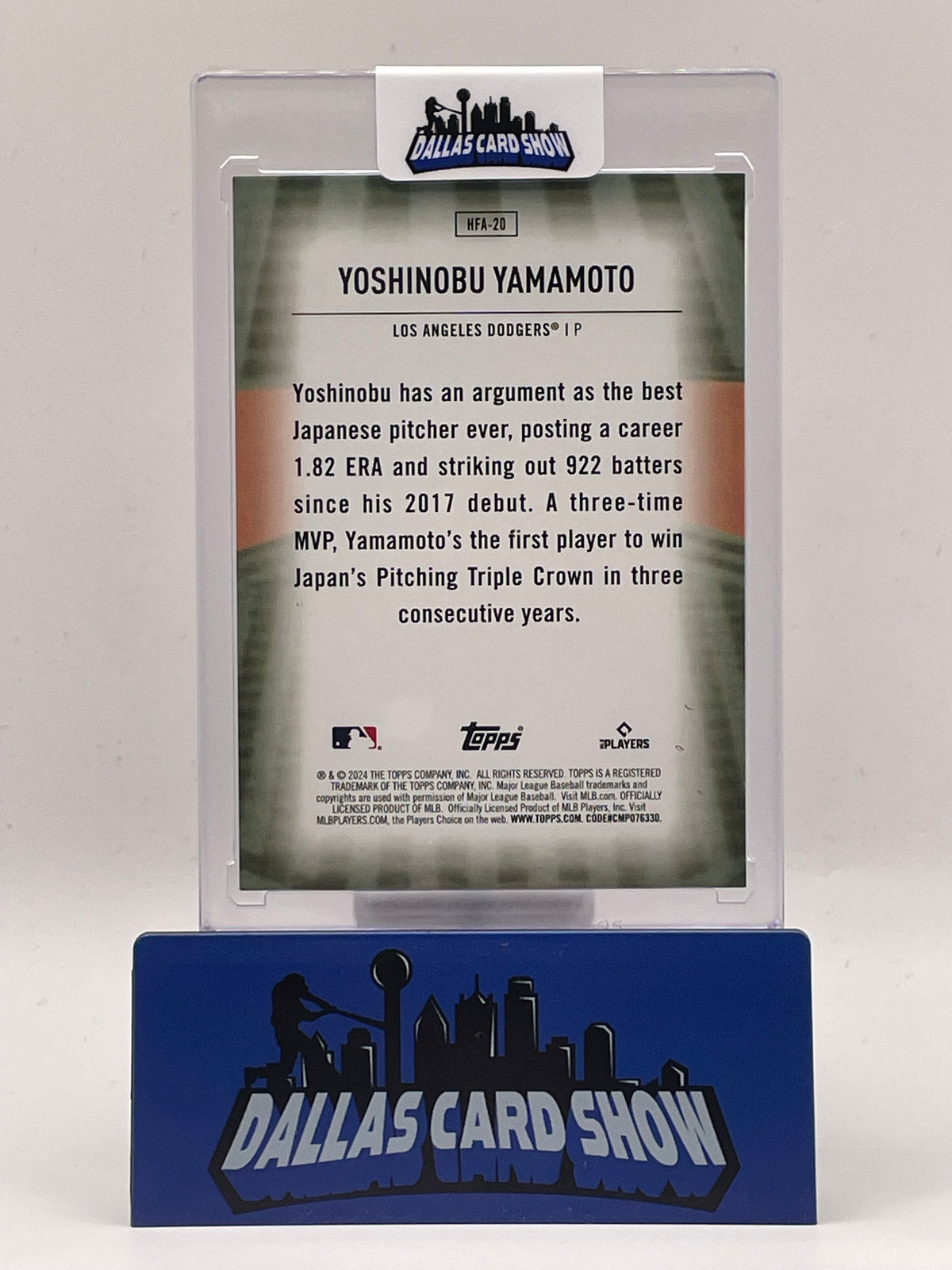 2024 Topps #HFA-20 Yoshinobu Yamamoto Rookie Home Field Advantage