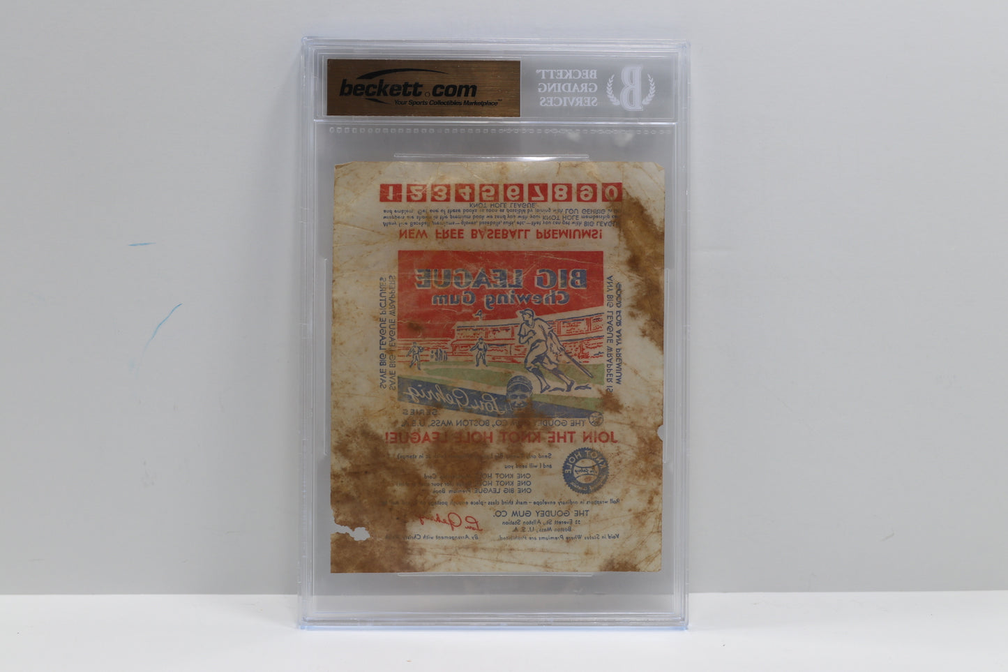 1934 GOUDEY BIG LEAGUE CHEWING GUM WAX PACK WRAPPER BGS SLAB