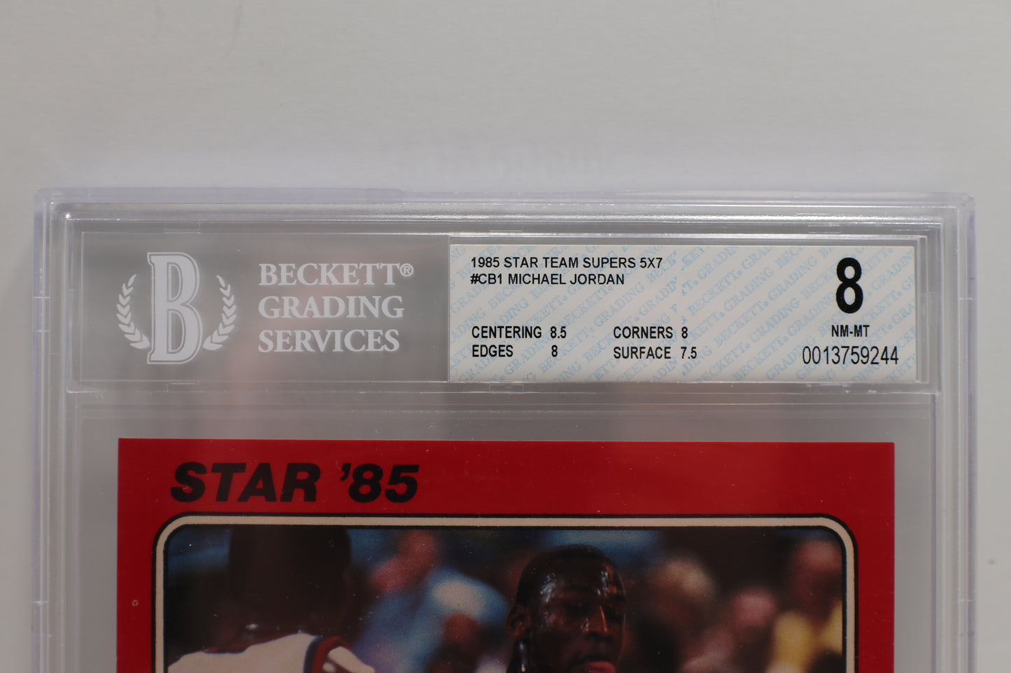 1985 STAR TEAM SUPERS 5x7 #CB1 Michael Jordan CHICAGO BULLS ROOKIE BGS 8