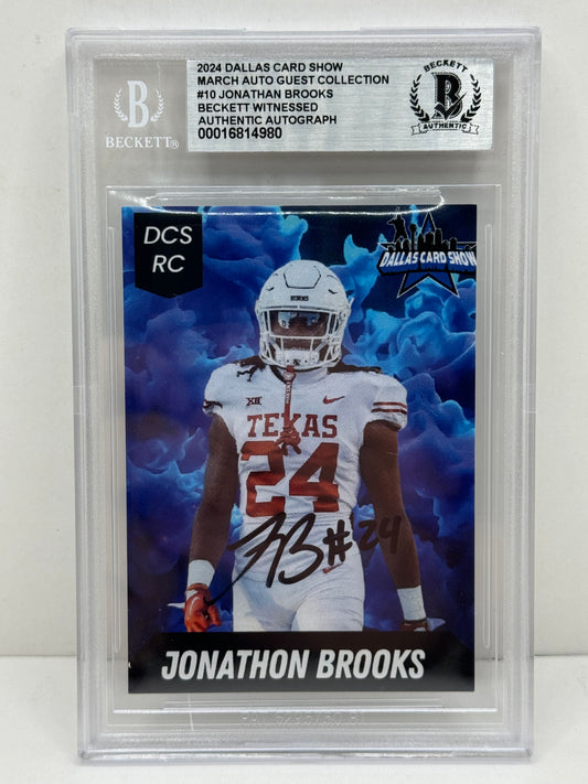 2024 Dallas Card Show Jonathon Brooks #10 Rookie Beckett Witnessed Authentic Auto
