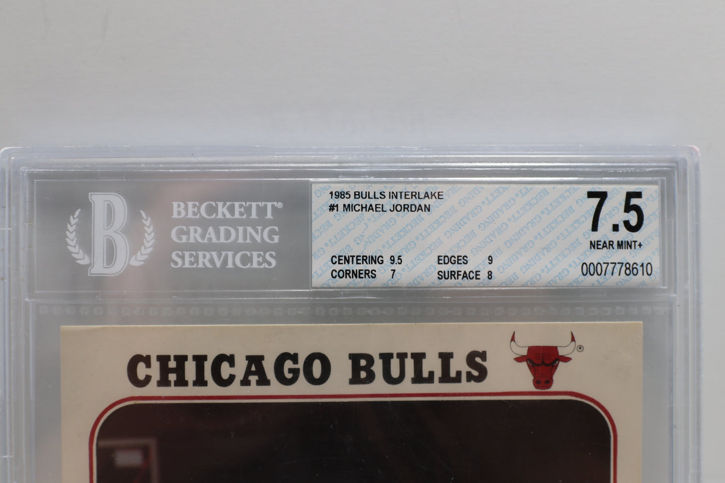 1985 CHICAGO BULLS INTERLAKE MICHAEL JORDAN  #1 BGS 7.5
