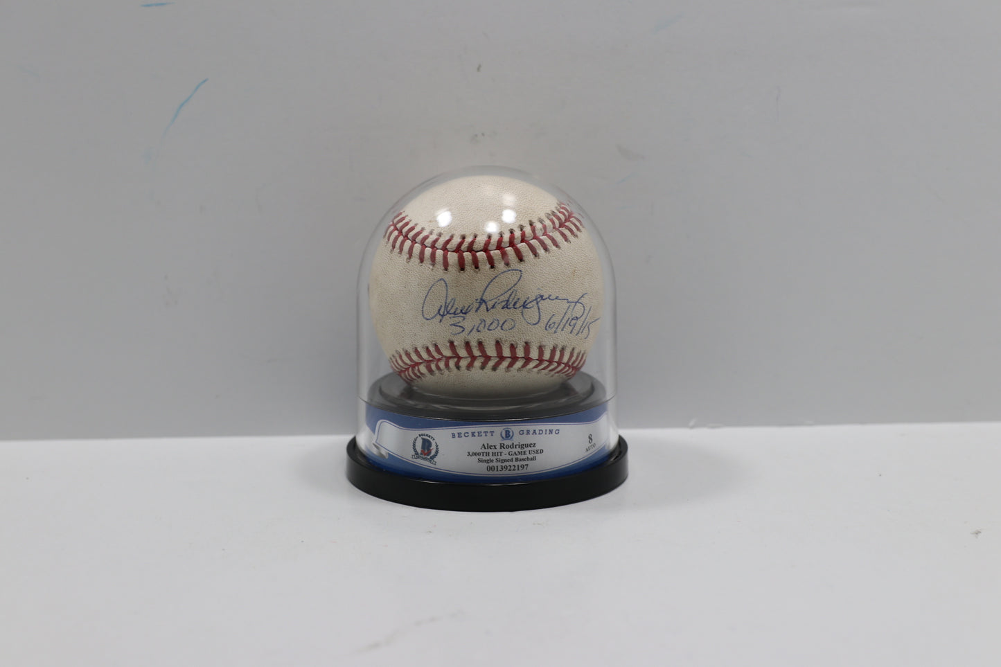 ALEX RODRIGUEZ SIGNED 3000th HIT GAME USED BASEBALL MLB AUTH BECKETT ENCAP