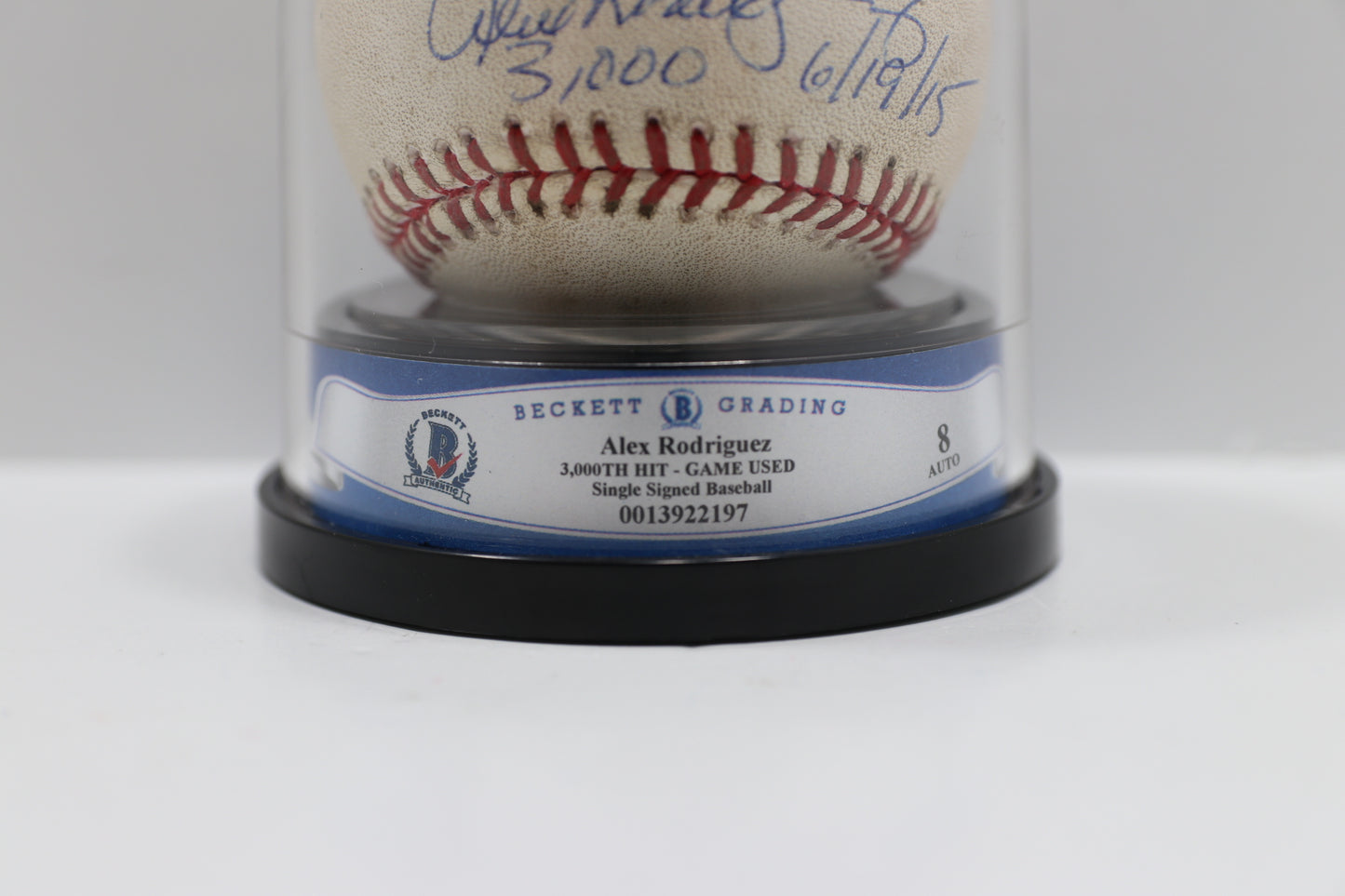 ALEX RODRIGUEZ SIGNED 3000th HIT GAME USED BASEBALL MLB AUTH BECKETT ENCAP