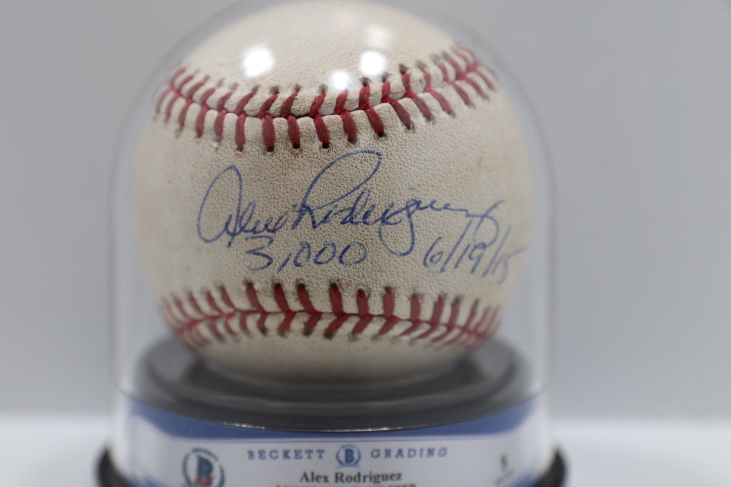 ALEX RODRIGUEZ SIGNED 3000th HIT GAME USED BASEBALL MLB AUTH BECKETT ENCAP