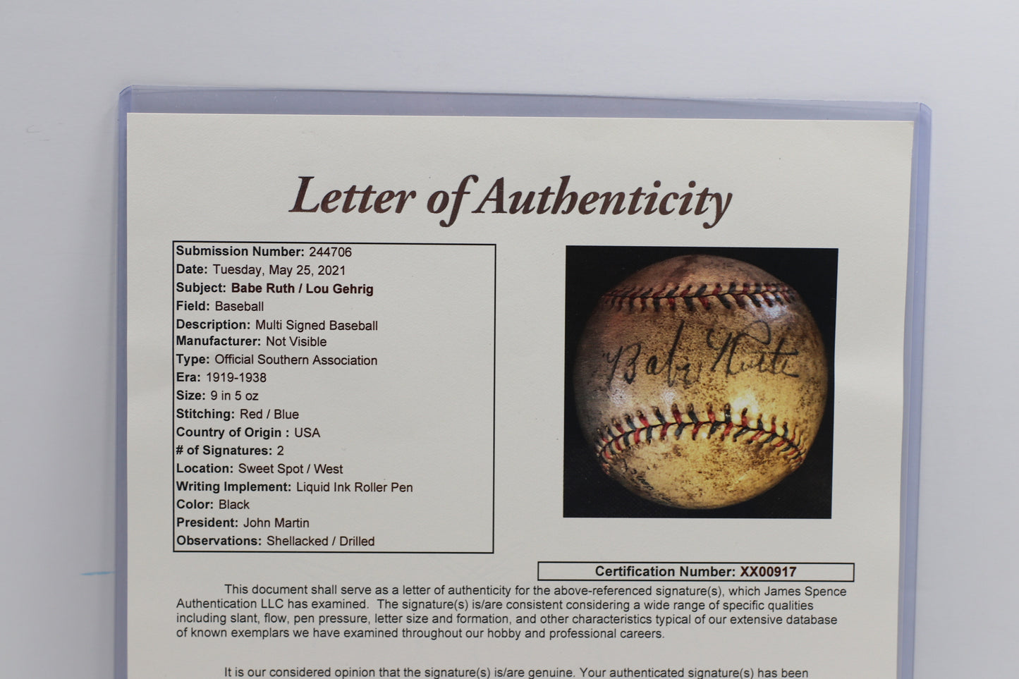 BABE RUTH & LOU GEHRIG New York Yankees SIGNED BASEBALL BAS ENCAP JSA PSA LOA