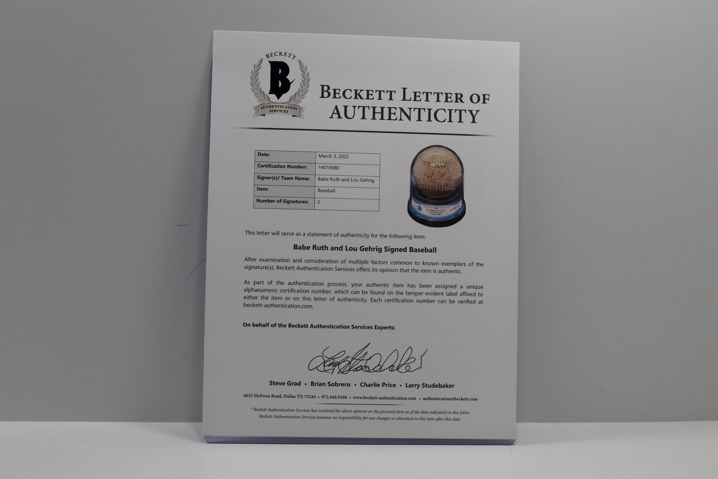 BABE RUTH & LOU GEHRIG New York Yankees SIGNED BASEBALL BAS ENCAP JSA PSA LOA