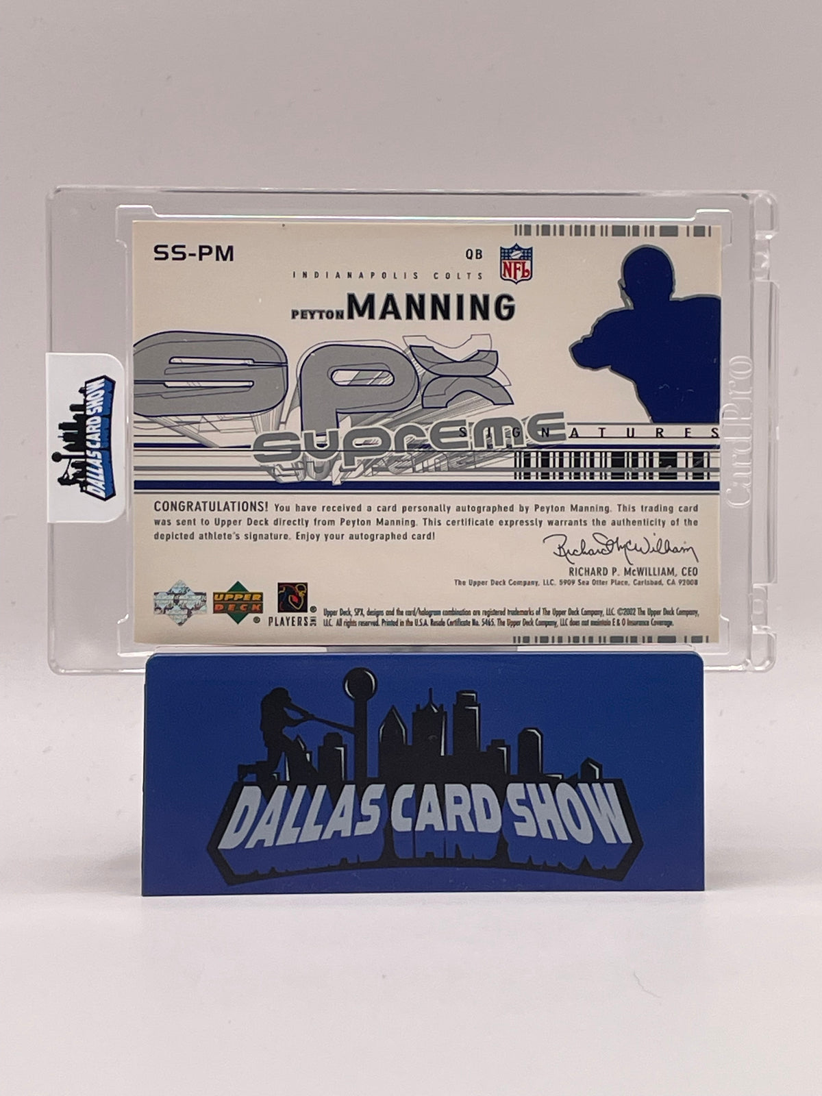 2002 Upper Deck SPX Supreme Signatures #SS-PM Peyton Manning Signatures