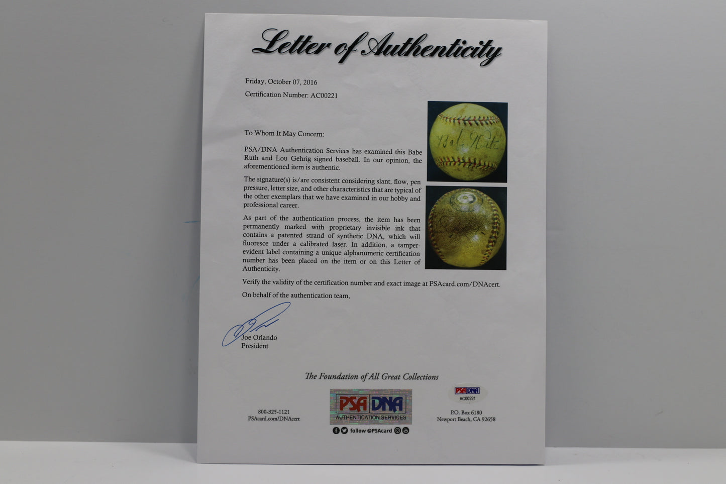 BABE RUTH & LOU GEHRIG New York Yankees SIGNED BASEBALL BAS ENCAP JSA PSA LOA