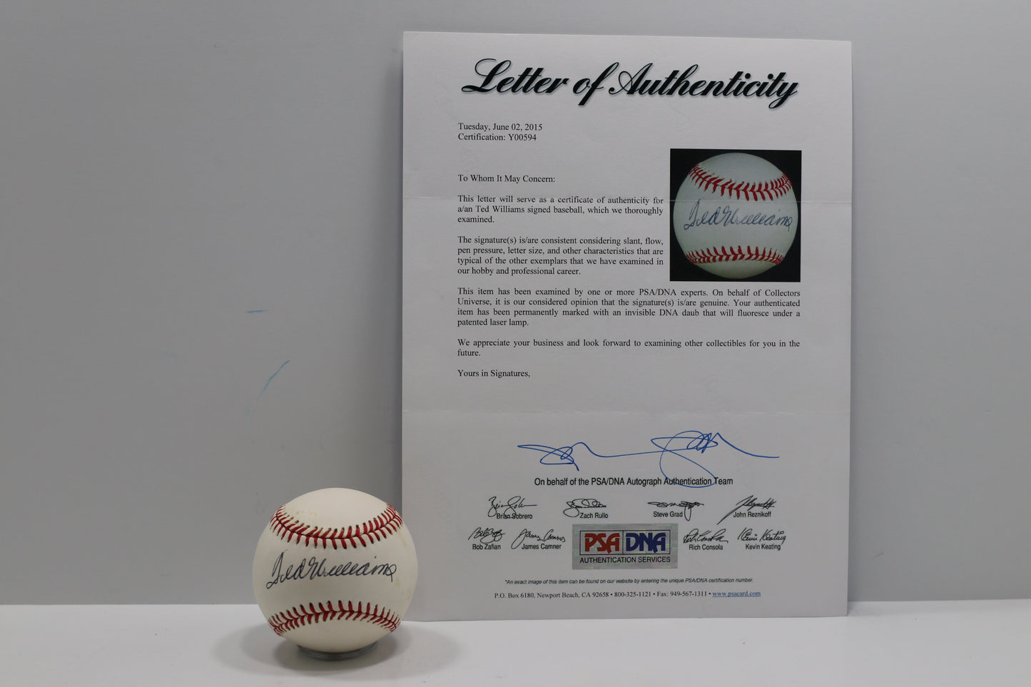 TED WILLIAMS SIGNED RAWLINGS BASEBALL BOSTON RED SOX PSA/DNA LOA