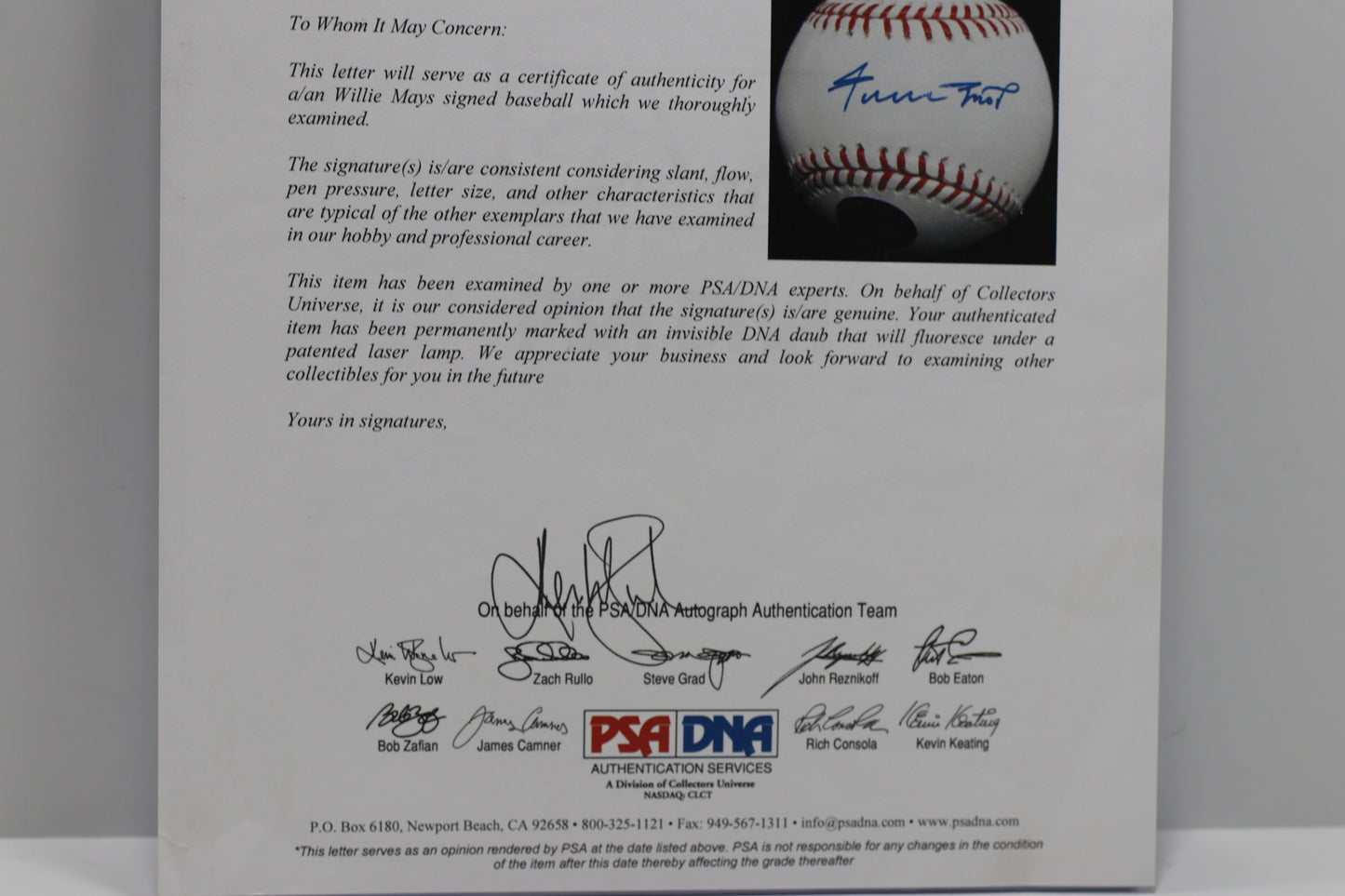 WILLIE MAYS SIGNED BASEBALL San Francisco GIants PSA/DNA LOA Say Hey Auth
