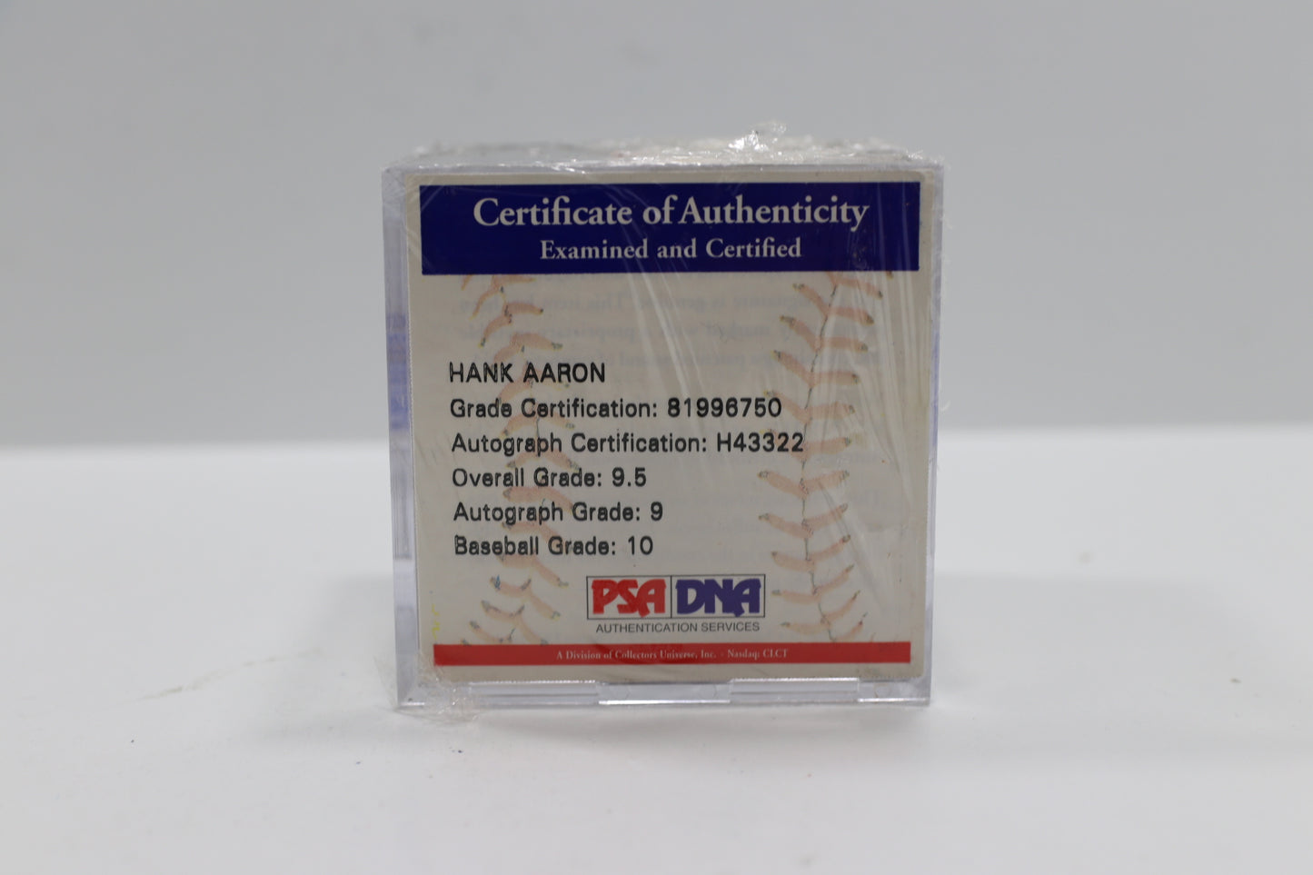 HENRY HANK AARON SIGNED RAWLINGS OML BASEBALL PSA DNA Overall 9.5 GRADE