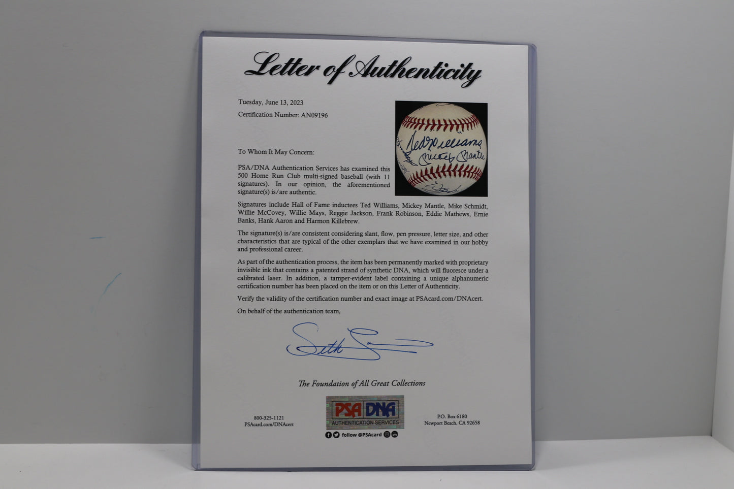 500 HOMERUN CLUB SIGNED RAWLINGS ONL BASBEBALL Mickey Mantle Mays Aaron PSA