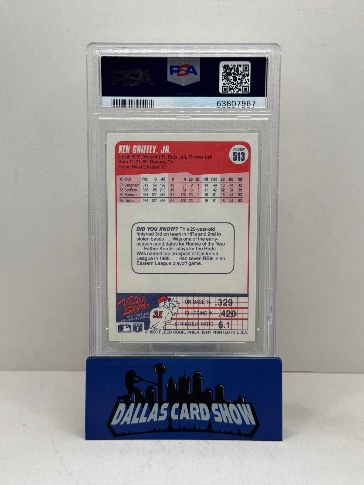 1990 Fleer #513 Ken Griffey Jr PSA 10