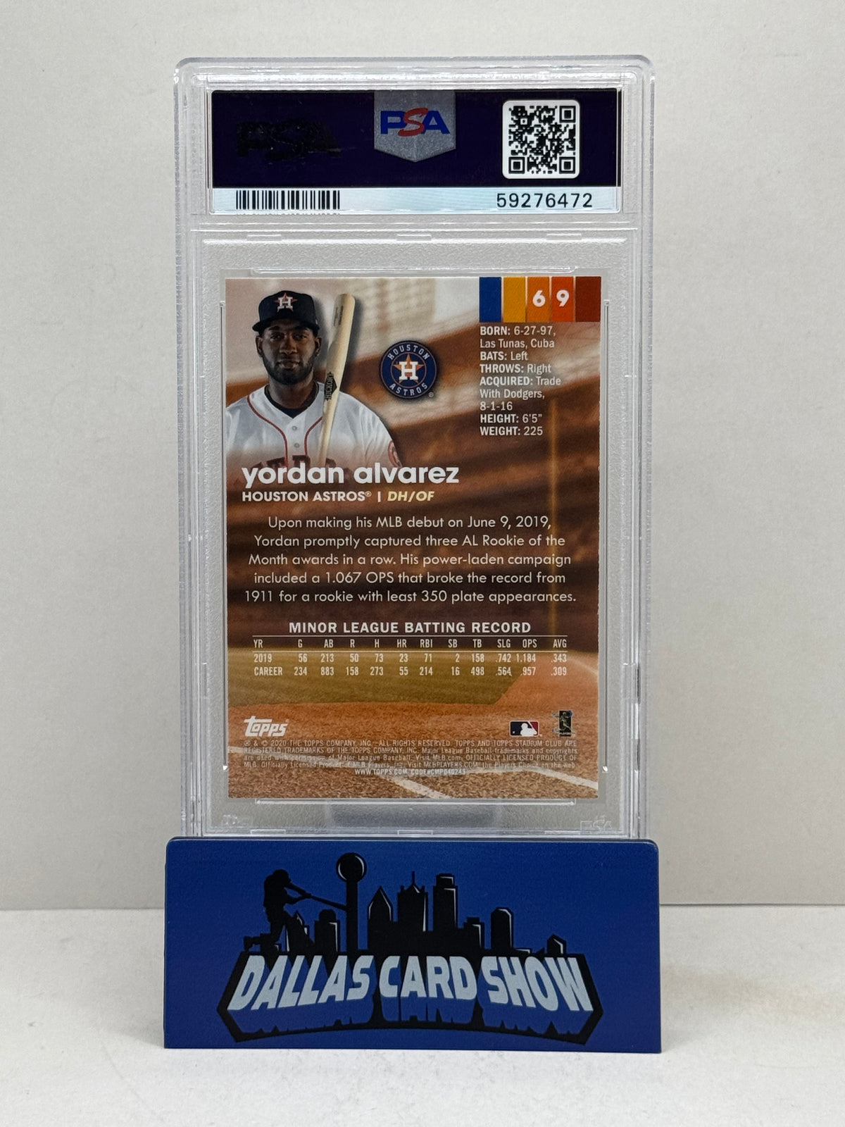 2020 Topps Stadium Club Chrome #69 Yordan Alvarez PSA 10