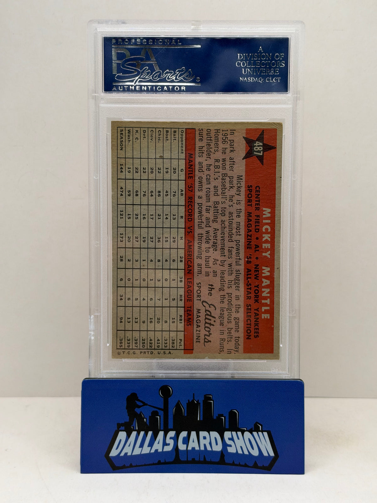 1958 Topps #487 Mickey Mantle All Star PSA 5