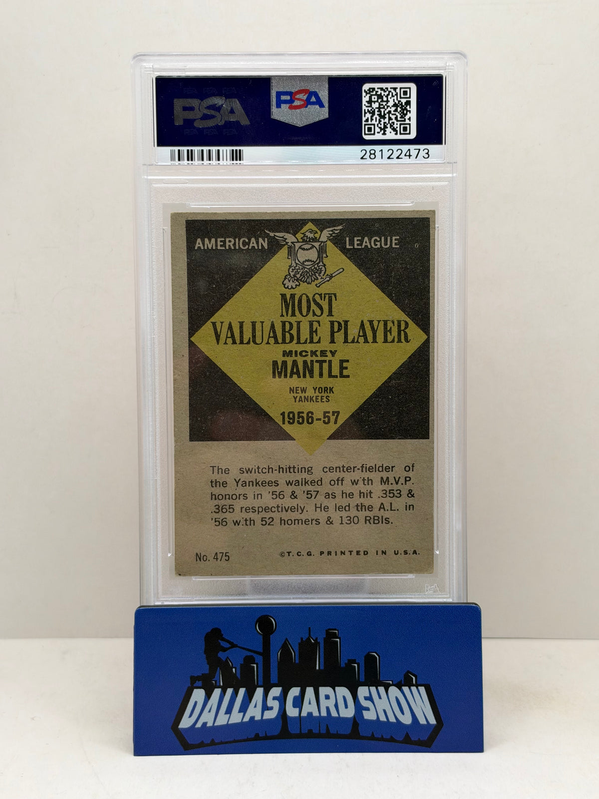 1961 Topps #475 Mickey Mantle MVP PSA 5