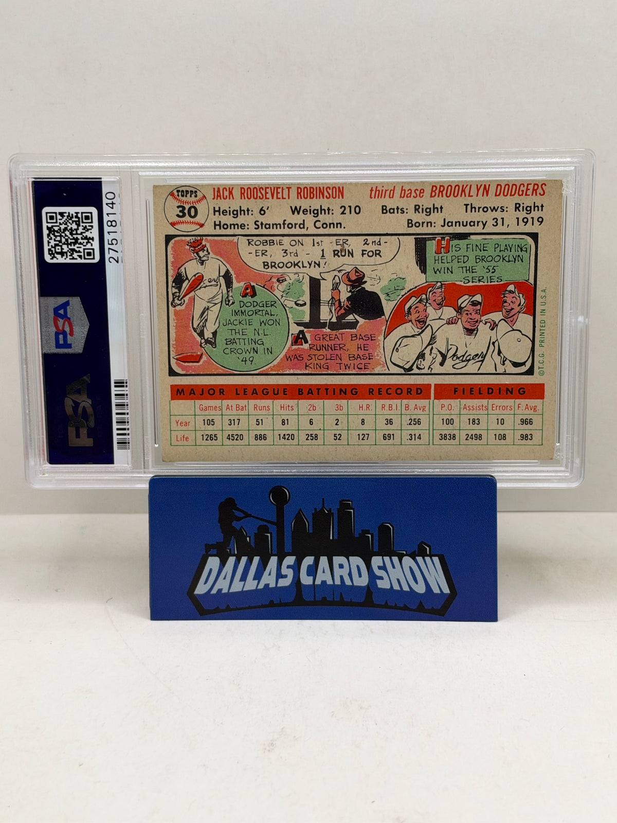 1956 Topps #30 Jackie Robinson White Back PSA 5.5