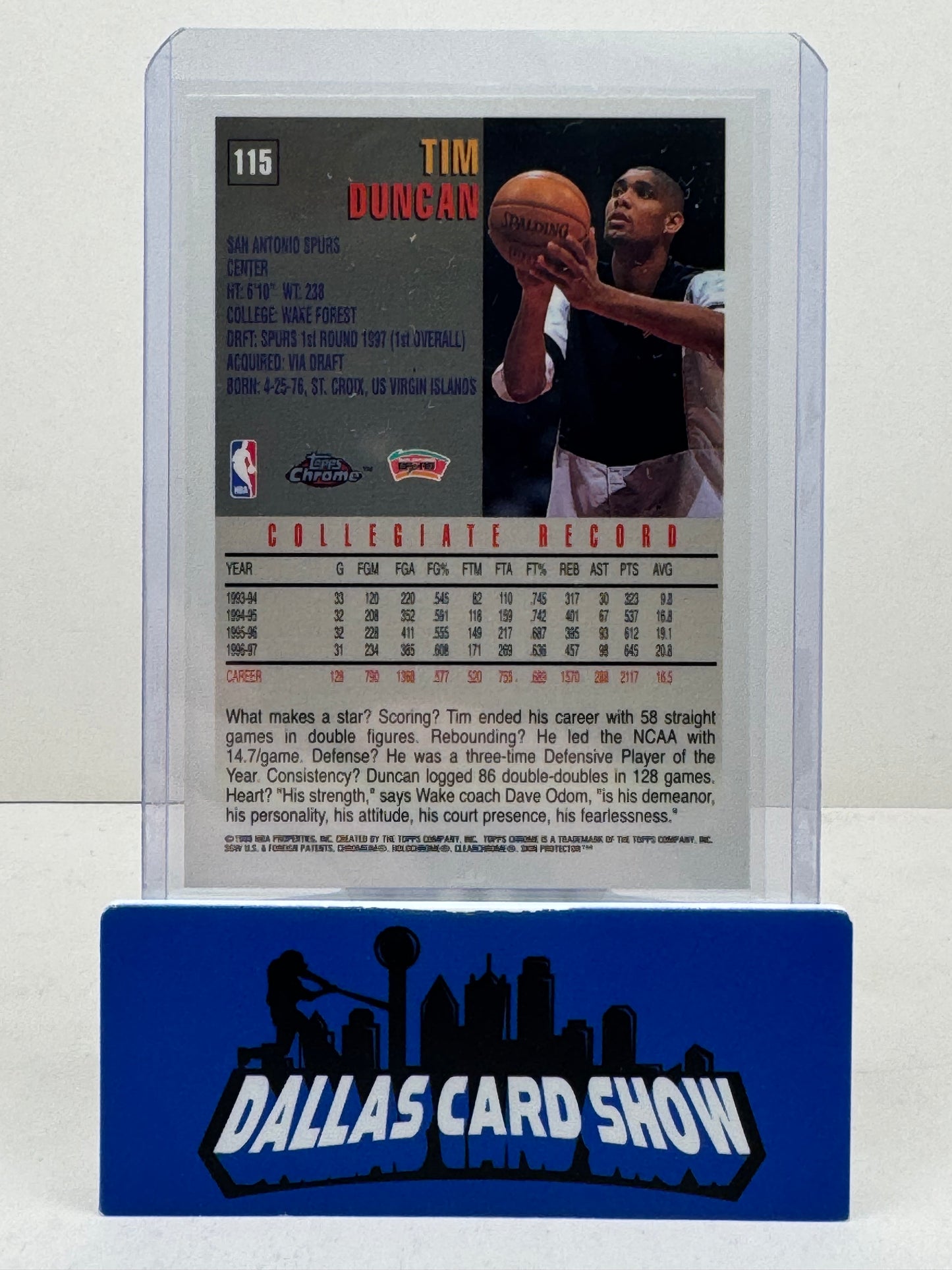 1998 Topps Chrome #115 Tim Duncan Rookie RC