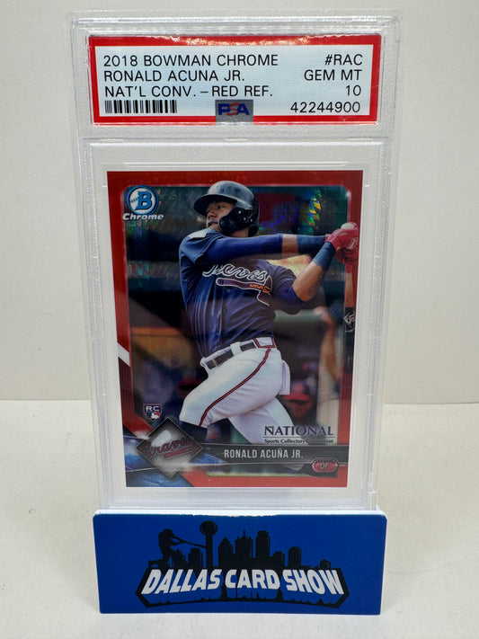 2018 Bowman Chrome Ronald Acuna Jr. Red /5 National Exclusive PSA 10