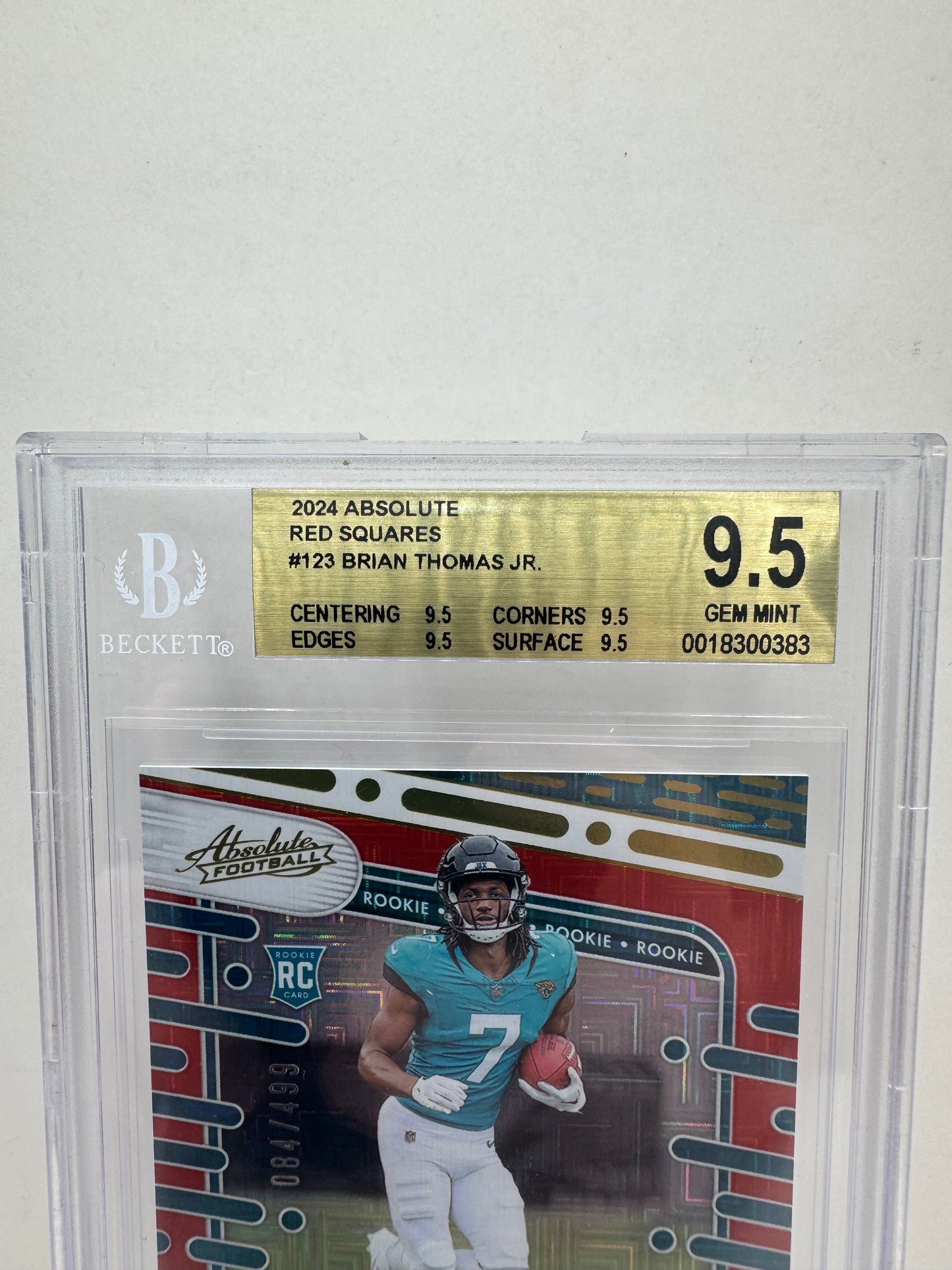 2024 Absolute Brian Thomas Jr Red Squares #123 BGS 9.5