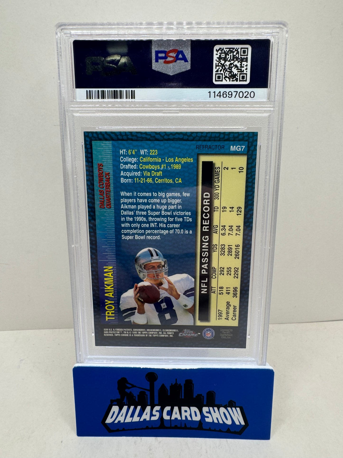 1998 Topps Chrome Troy Aikman Measures Greatness Refractor PSA 9
