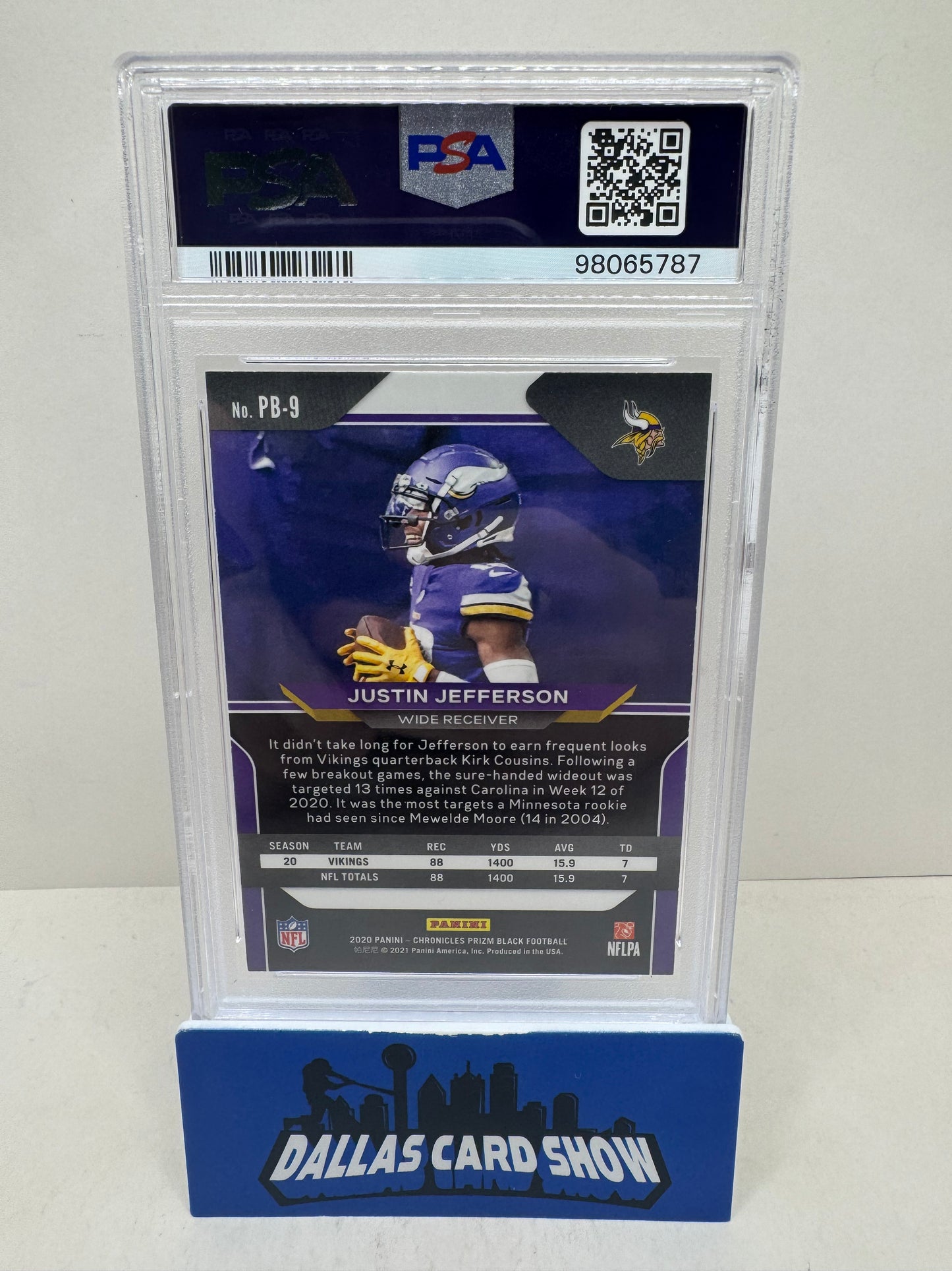 2020 Chronicles Prizm Black Justin Jefferson #PB-9 PSA 10