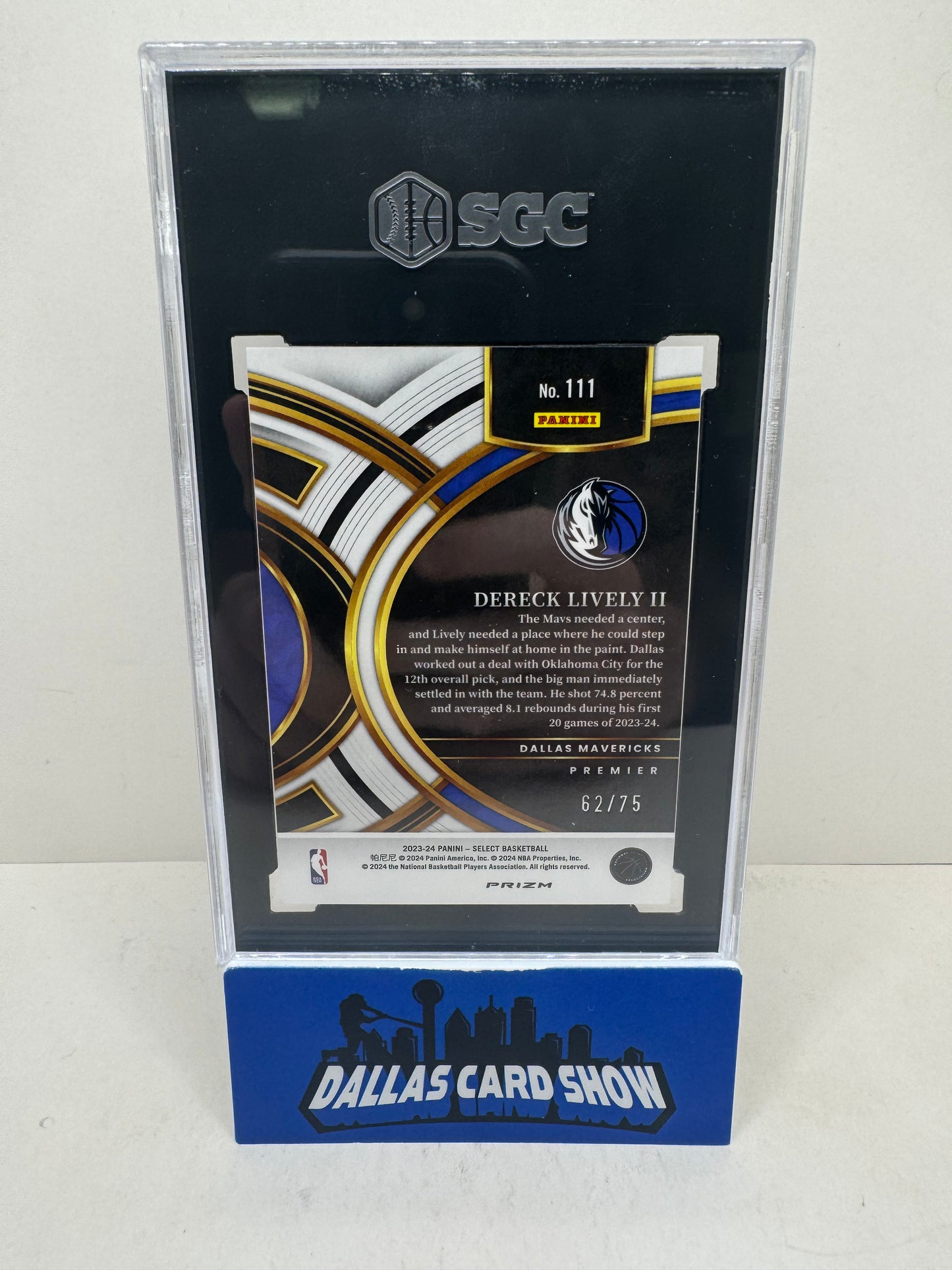 2023-24 Select Dereck Lively II White Disco Prizm 62/75 SGC 9.5