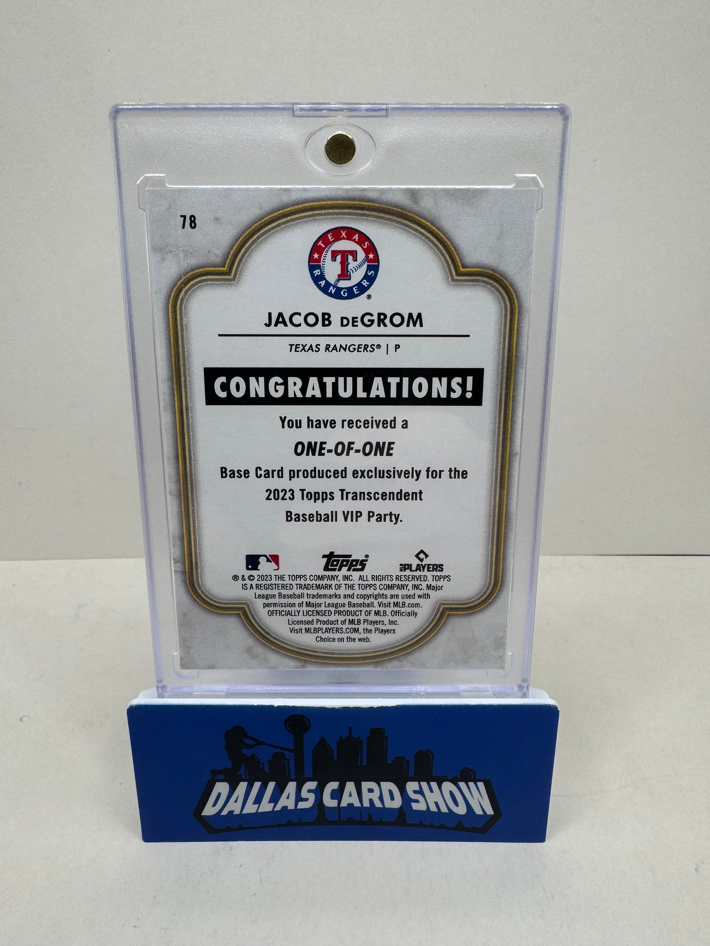 2023 Topps Transcendent VIP Party Jacob DeGrom 1/1