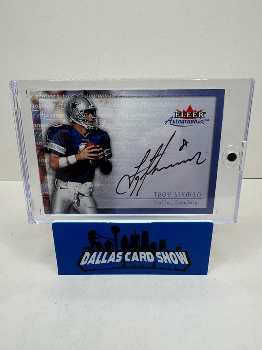 2000 Fleer Autographics Troy Aikman On Card Auto
